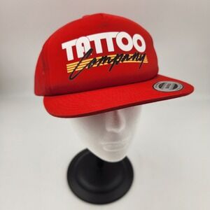 Yupoong The Classics Red Tattoo Company Trucker Hat Snapback Mesh Cap Mens Flat